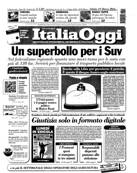 Italia oggi : quotidiano di economia finanza e politica